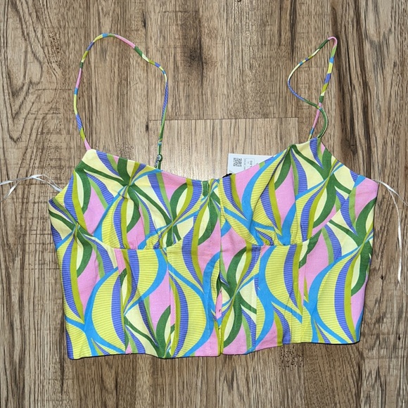 NEW! Zara Wavy Print Crop Top with spaghetti straps - Picture 8 of 11